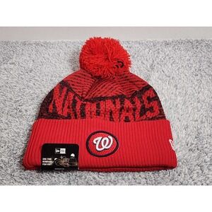 New Era Washington Nationals MLB 2022 Sport Knit Pom Cuffed Beanie Hat Red NWT
